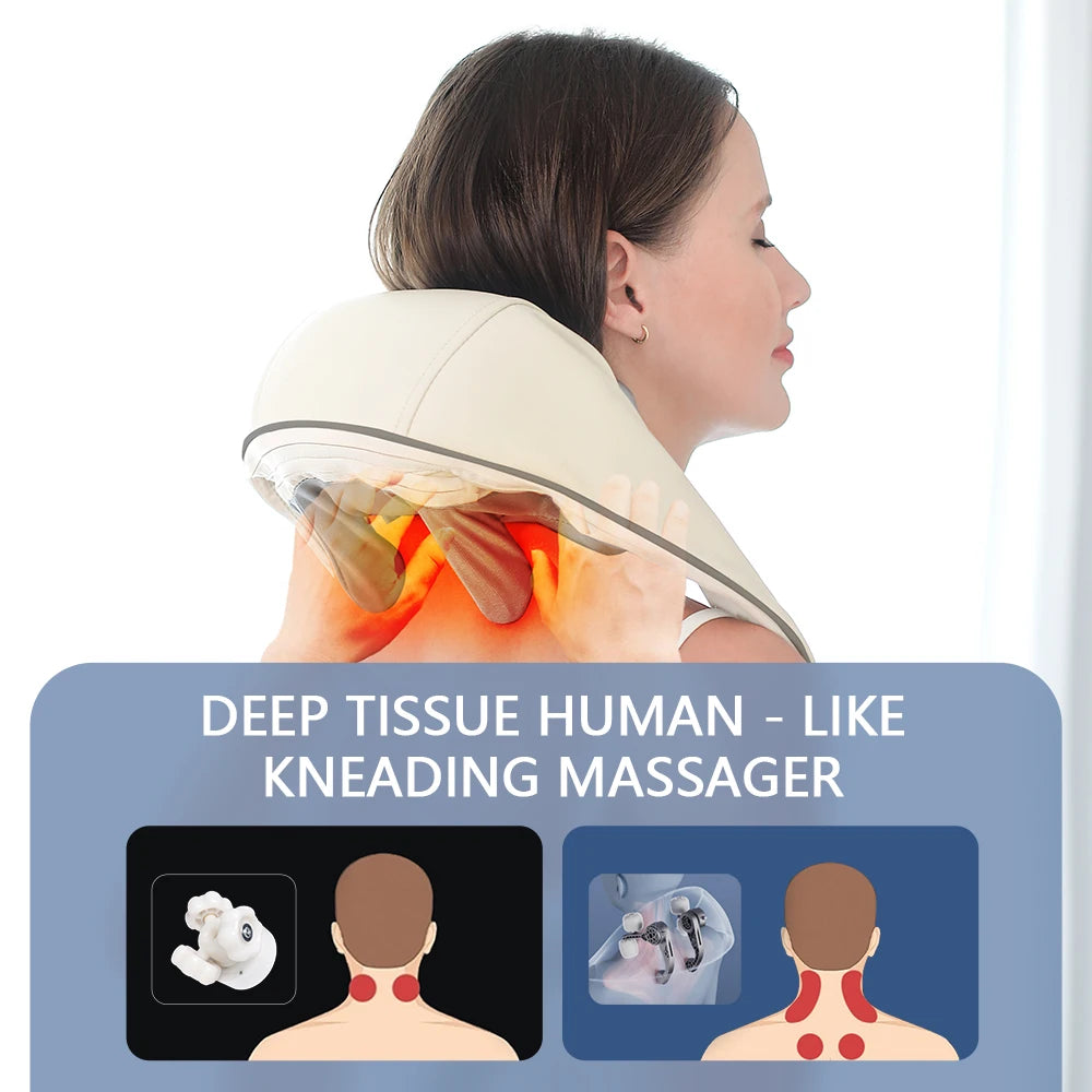 26W Brushless Motor Neck & Shoulder Massager with Deep Tissue Therapy