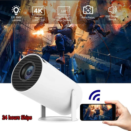 4K Mini Projector with Android 11, WiFi 6, Bluetooth 5.0 & Built-In Speaker