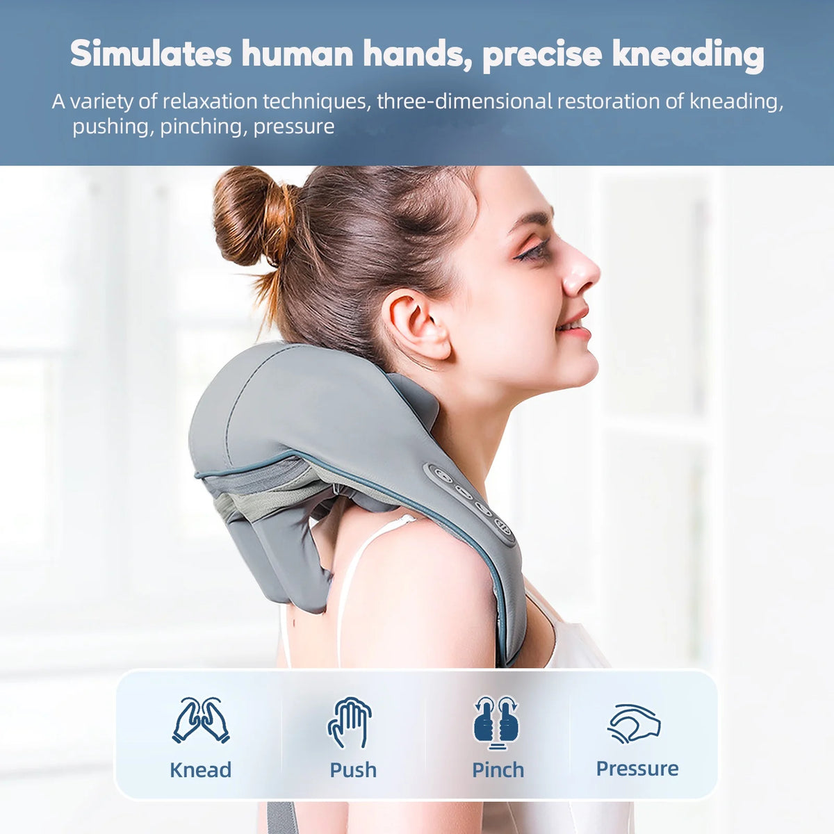 26W Brushless Motor Neck & Shoulder Massager with Deep Tissue Therapy