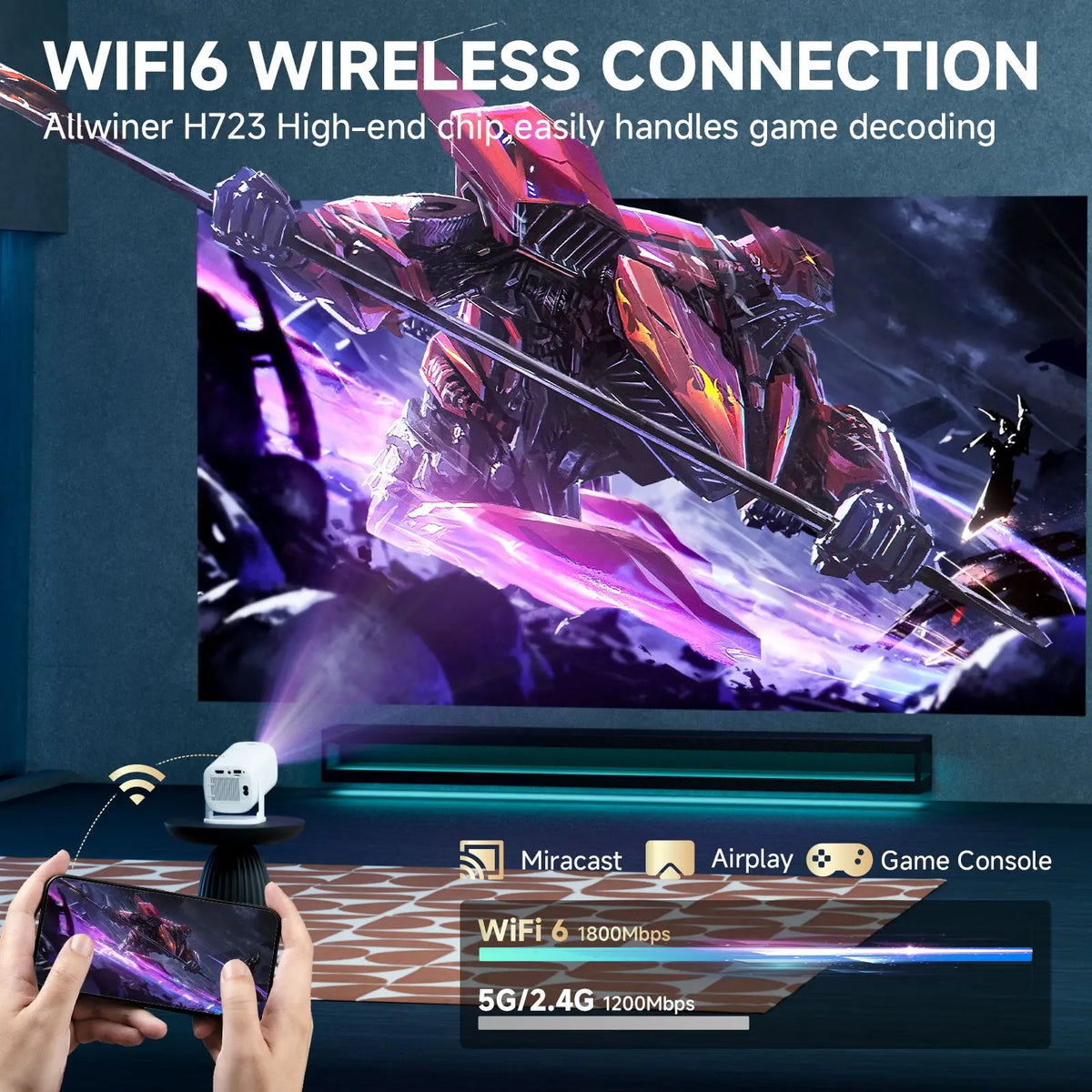 Portable 4K Projector for Home Theater & Outdoor Use