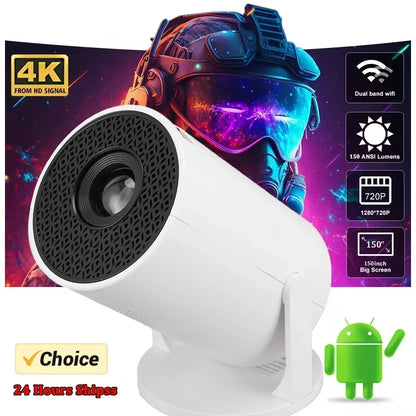 4K Mini Projector with Android 11, WiFi 6, Bluetooth 5.0 & Built-In Speaker